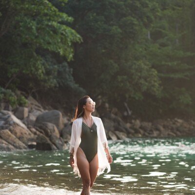 a person walking in a river