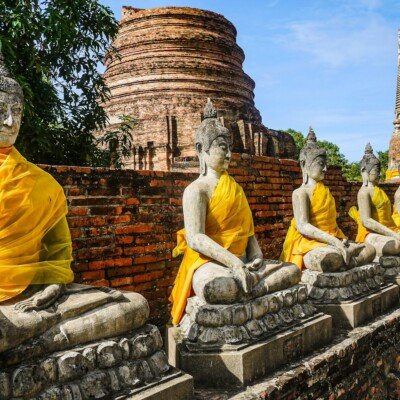 a group of statues
